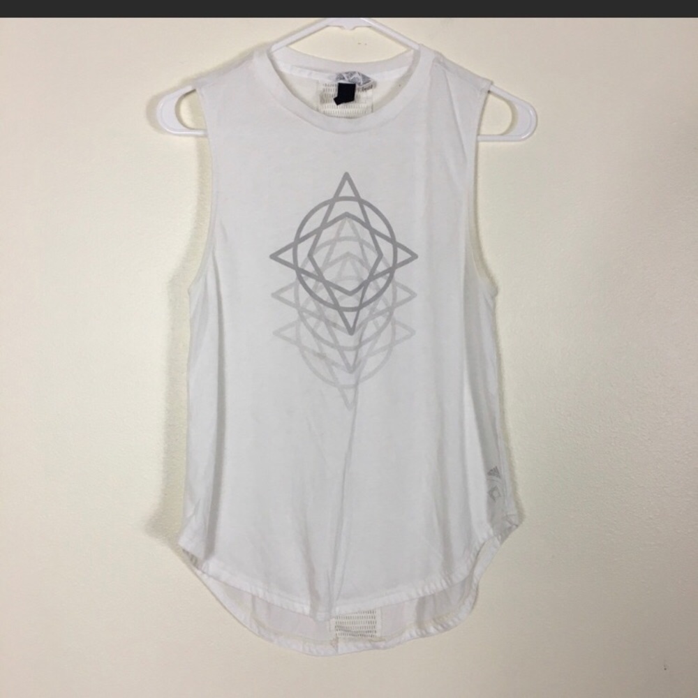 Adidas White Muscle Tank Top with Mesh Back